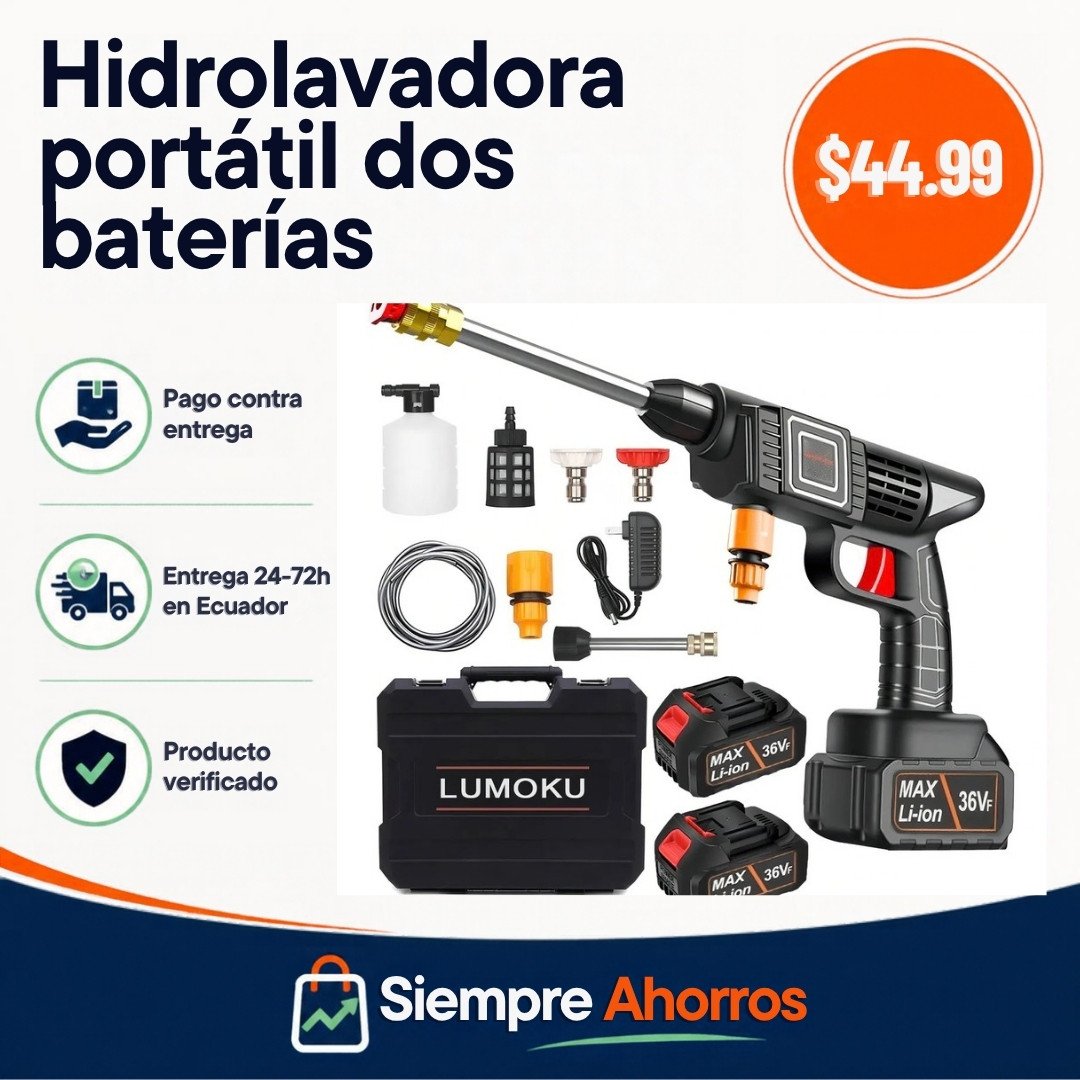 Hidrolavadora portátil dos baterías